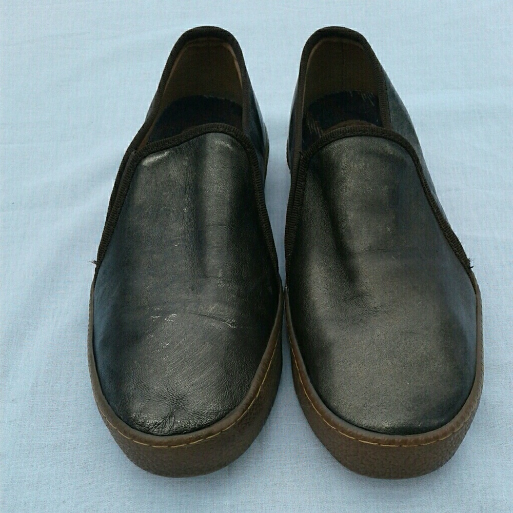 Corso Como Olive Green Metallic Leather Loafers